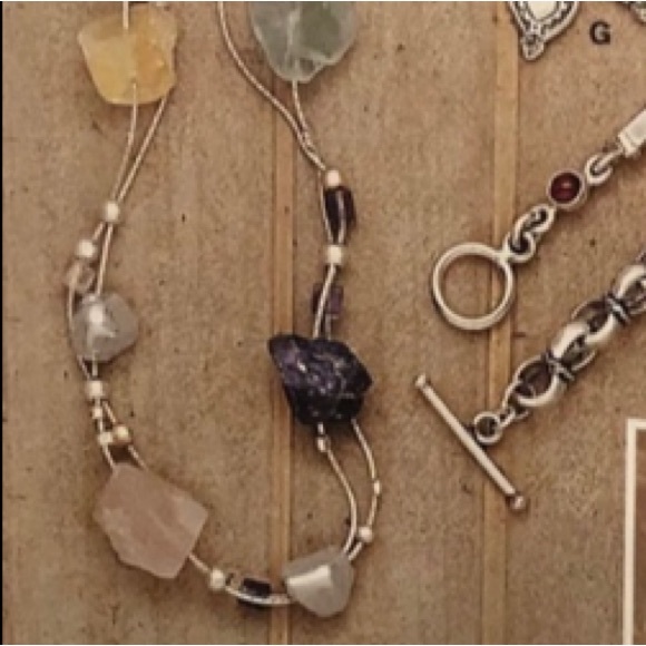 Vintage Silpada Sterling Silver Semi-Precious Stone and Crystal Necklace N0719